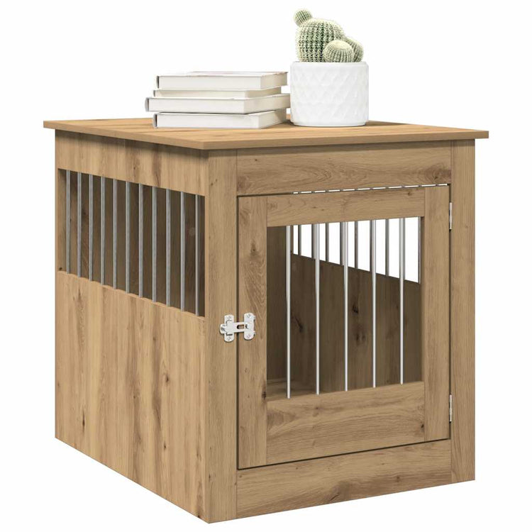 Caisse pour chien Vidaxxl 64,5x80x71 cm en bois travaillé, coloris chêne artisanal