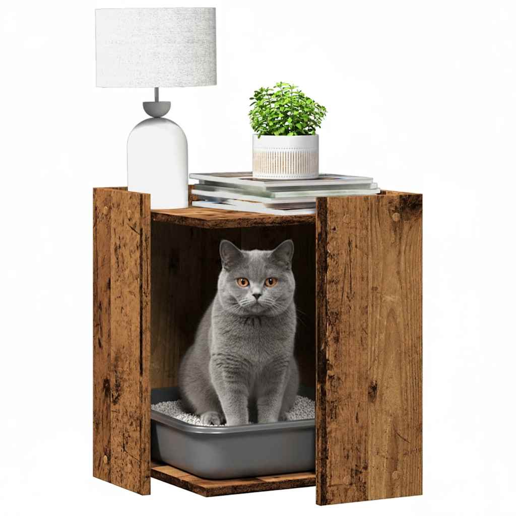 Vidaxl kattenbakkast 42x42x51 cm bois transformé vieux bois coloré