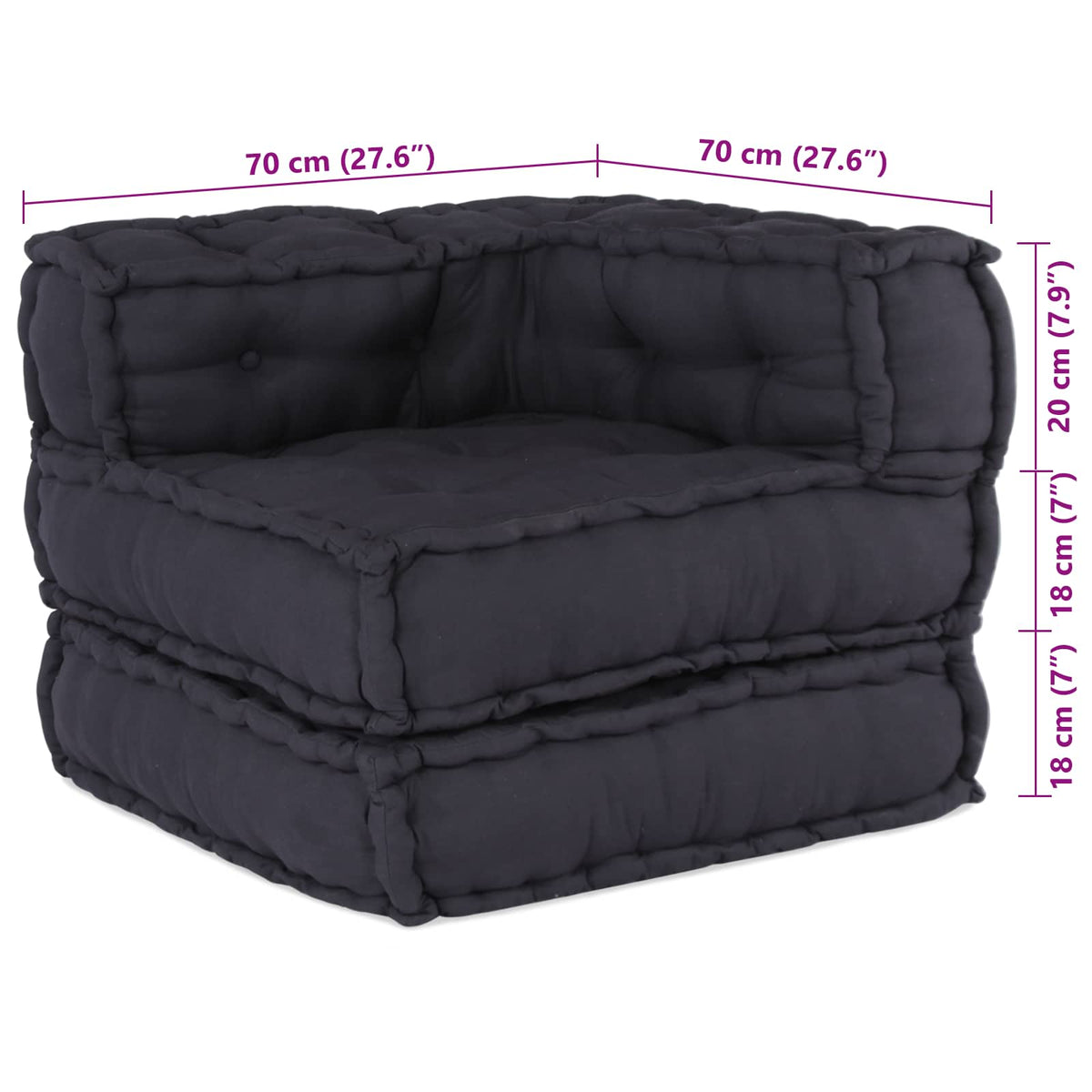 Vidaxl canapé modulable 2 pcs anthracite 140 x 70 x 56 cm tissu