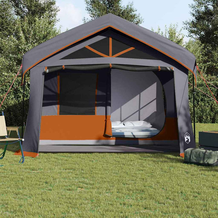 Tente familiale Vidaxx avec toit gris et orange 620 x 322 x 240 cm polyester