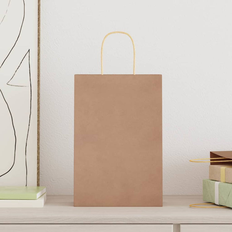Vidaxxl sacs en papier 250 pcs avec poignées 21x11x31 cm marron
