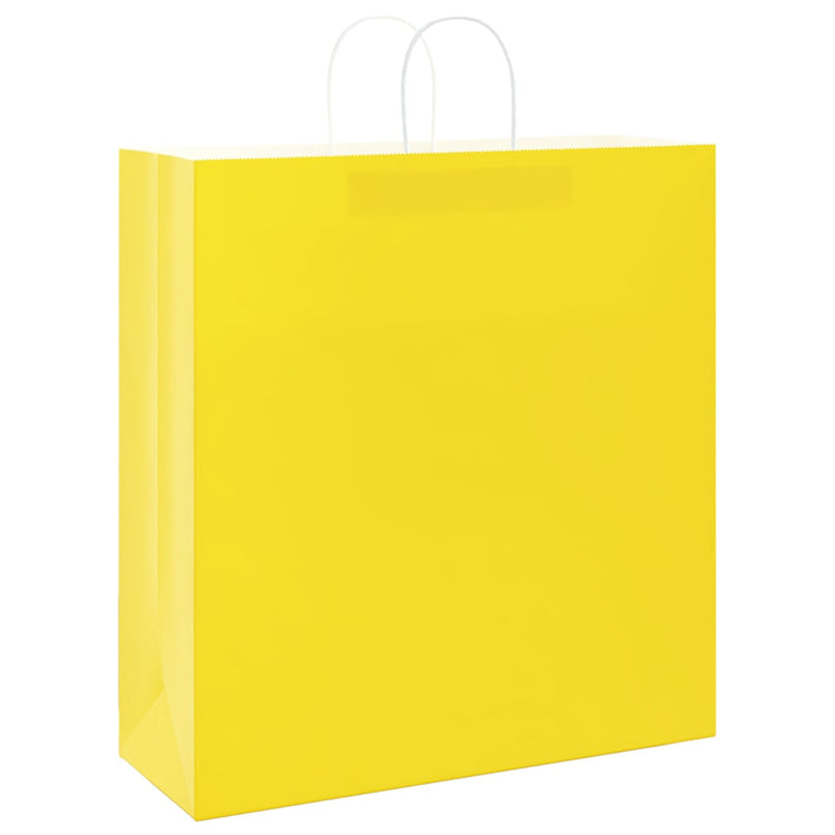 Vidaxxl sacs en papier 50 pcs avec poignées 45x17x48 cm jaune
