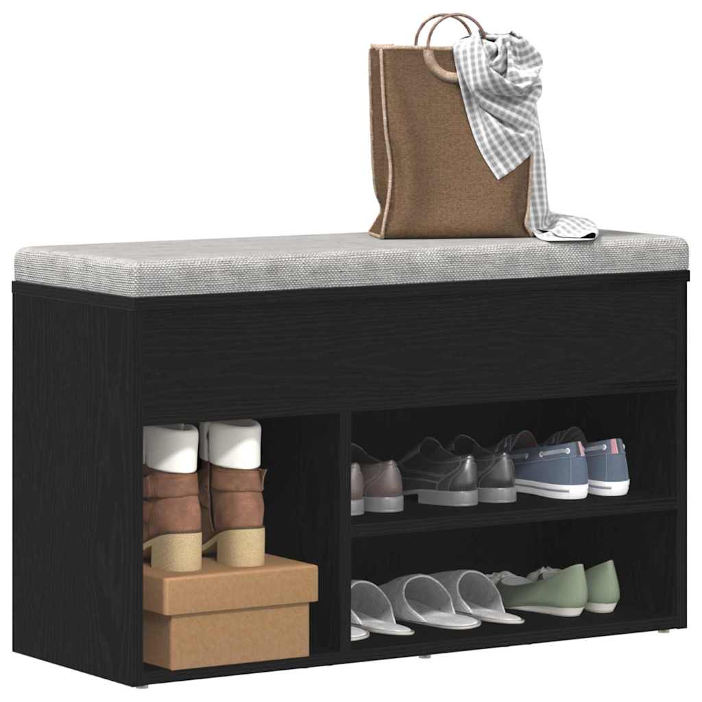 Vidaxl banc à chaussures avec étagère chêne noir 80 x 30 x 45 cm bois d'ingénierie