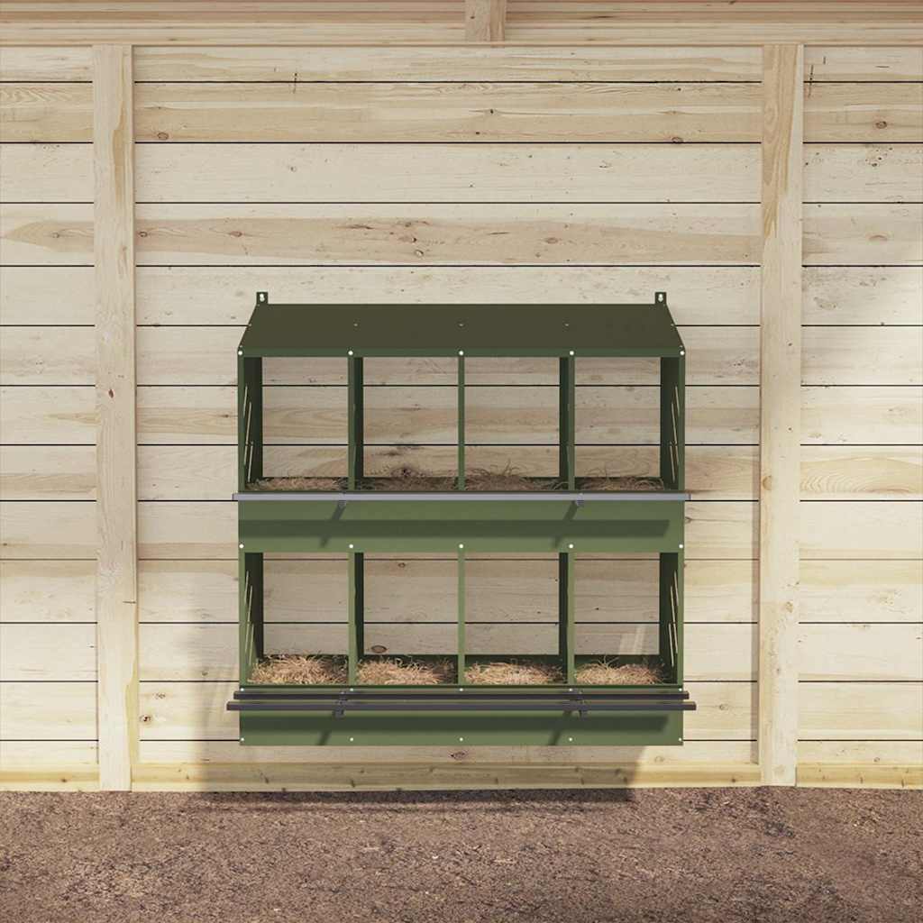 Nichoir à poules VidaXL avec 8 compartiments en métal vert olive