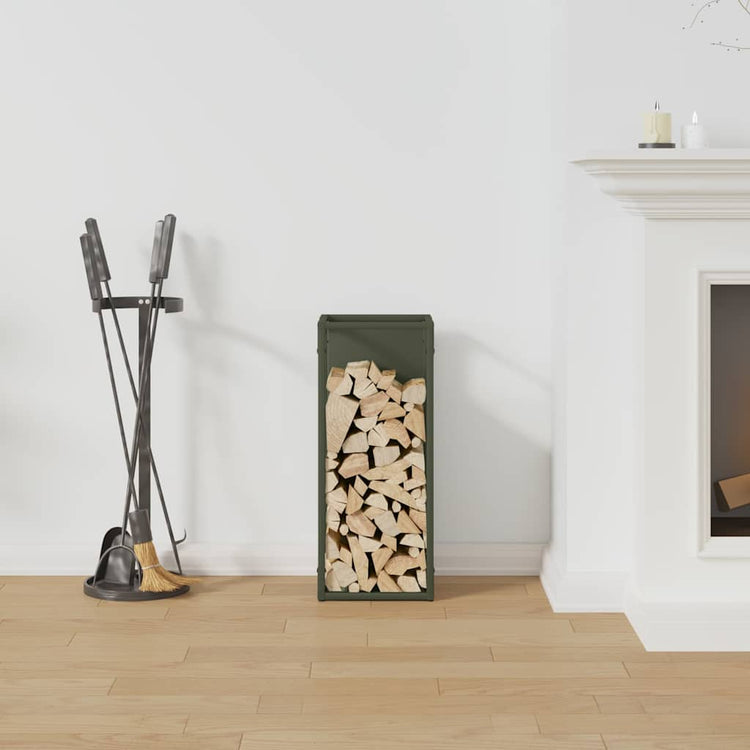 Vidaxx support à bois de chauffage 25x25x60 cm acier laminé à froid vert olive