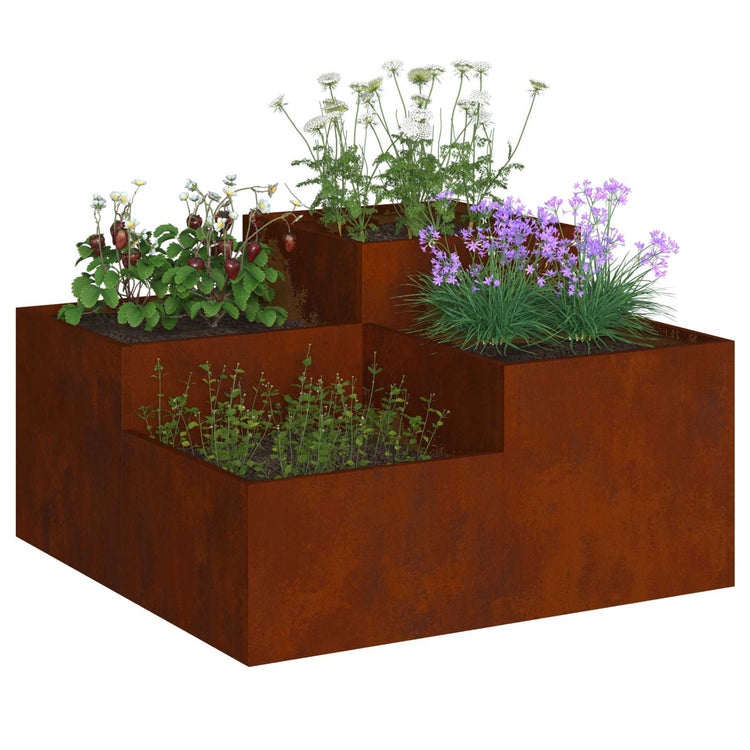 Vidaxl pot de fleur de jardin rouillé 80 x 80 x 48 cm acier corten