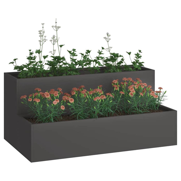 Vidaxl pot de fleur de jardin noir 100 x 60 x 45 cm acier laminé à froid