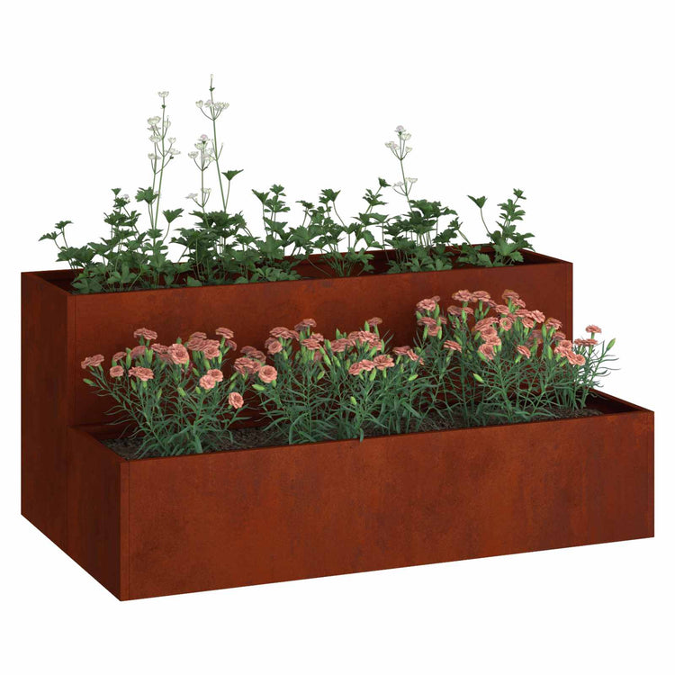 Vidaxl pot de fleur de jardin rouillé 100 x 60 x 45 cm acier corten