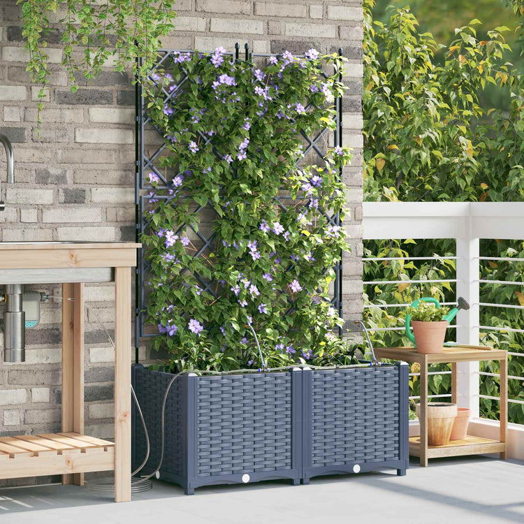 Vidaxxl pot de fleur de jardin 2 pcs gris 120 x 120 x 142 cm acier