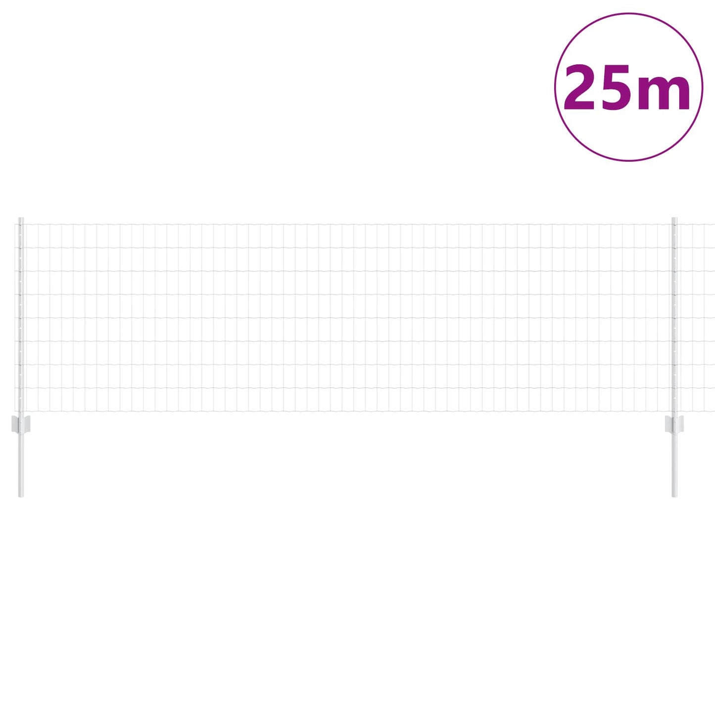 Clôture Vidaxxl avec poteau argent 0,8 x 25 m en acier