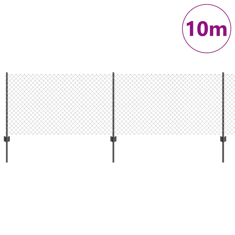 Clôture Vidaxl avec poteau gris 0,8 x 10 m acier et PVC