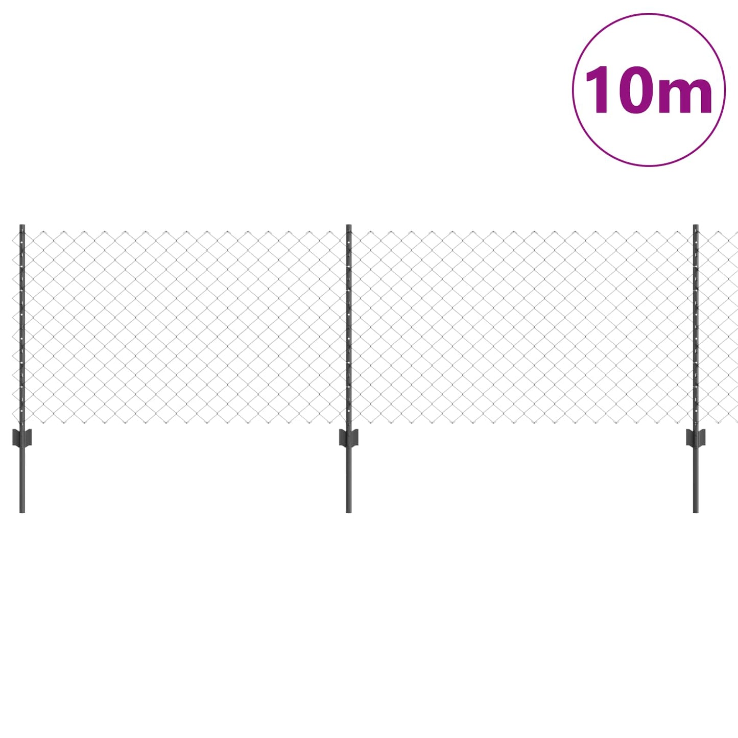 Clôture Vidaxl avec poteau gris 0,8 x 10 m acier et PVC