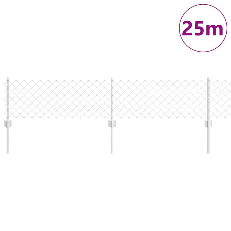 Clôture Vidaxxl avec poteau argent 0,4 x 25 m en acier