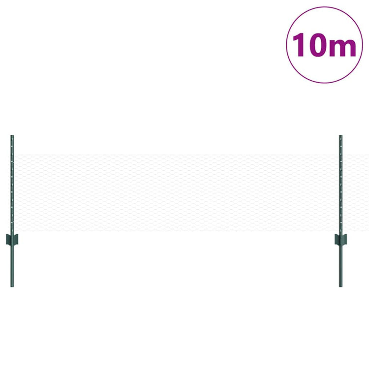 Clôture Vidaxxl avec poteau vert 0,5 x 10 m acier et PVC