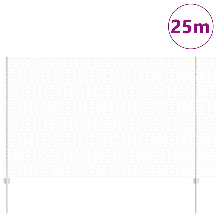 Clôture Vidaxxl avec poteau argenté 1,5 x 25 m en acier