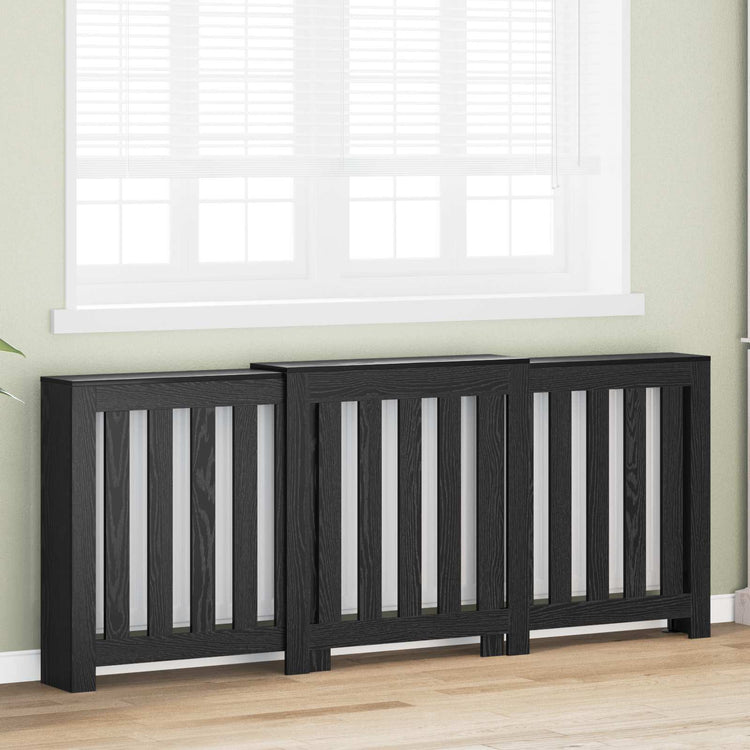 Vidaxxl cache radiateur chêne noir 205 x 21,5 x 83,5 cm bois d'ingénierie