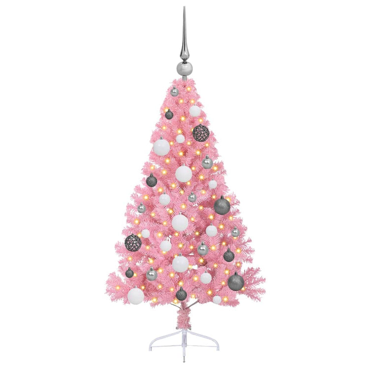 VidaXL sapin de Noël artificiel illuminé avec 150 LED rose 120 cm PVC