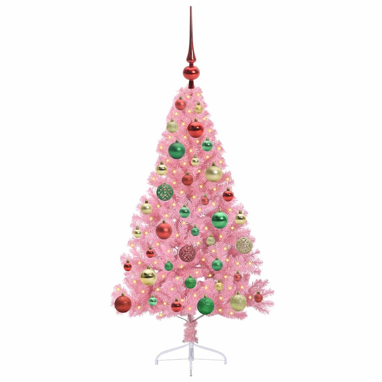 VidaXL sapin de Noël artificiel illuminé avec 150 LED rose 120 cm PVC