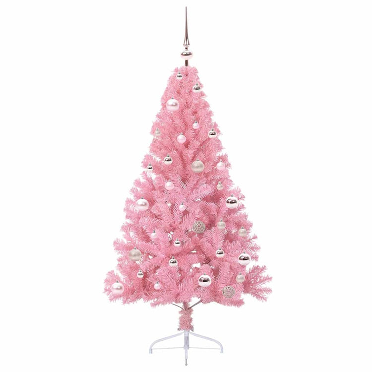 VidaXL sapin de Noël artificiel illuminé avec 150 LED rose 150 cm PVC