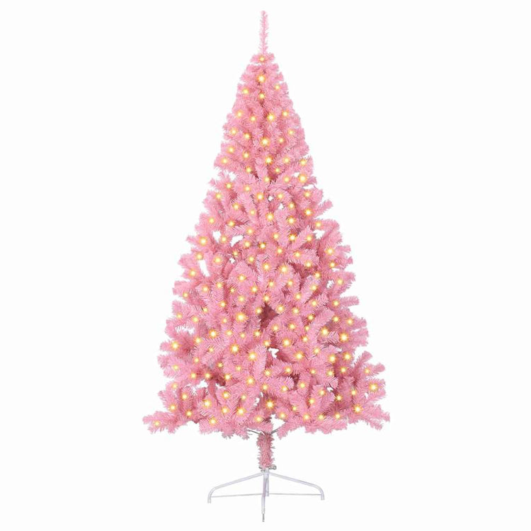 VidaXL sapin de Noël artificiel illuminé avec 300 LED rose 240 cm PVC