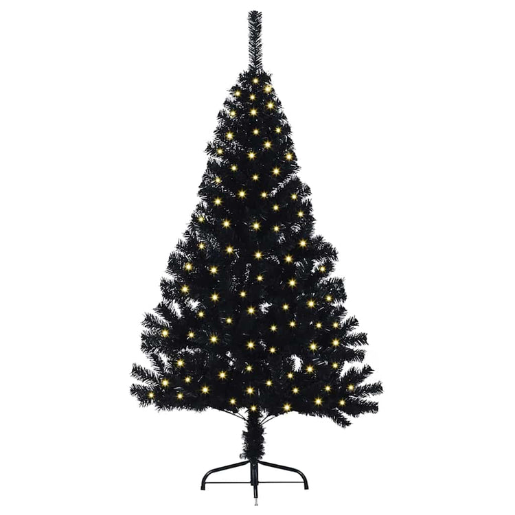 VidaXL sapin de Noël artificiel illuminé avec 150 LED noir 150 cm PVC