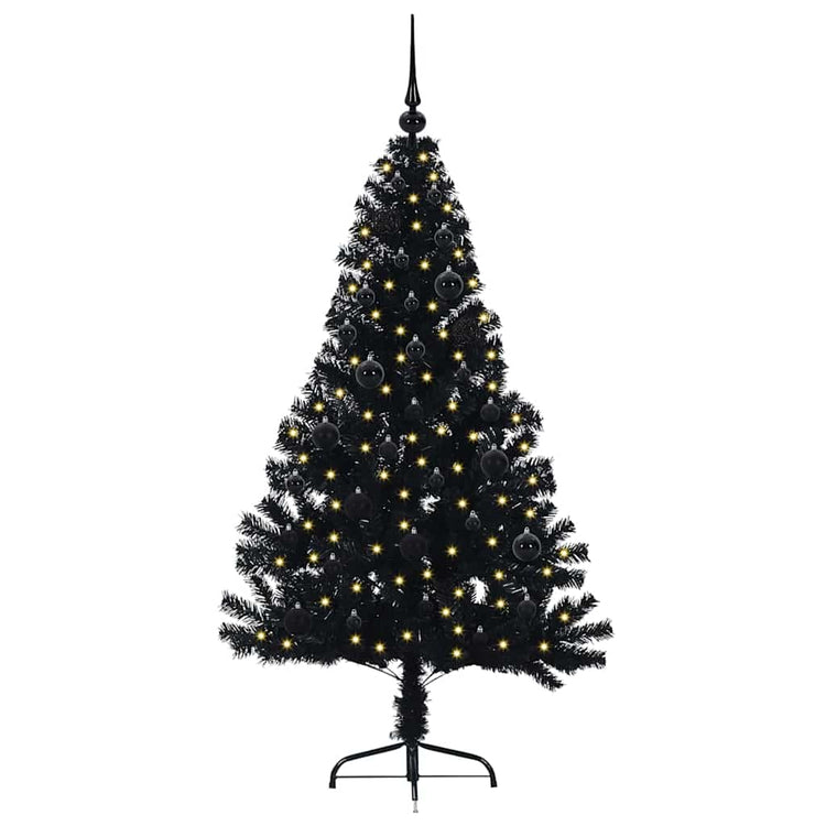 VidaXL sapin de Noël artificiel illuminé avec 150 LED noir 150 cm PVC