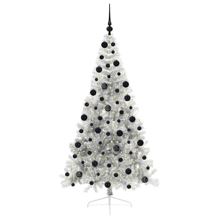 Vidaxx sapin de Noël artificiel illuminé avec 300 LED argent capuchon 210 cm