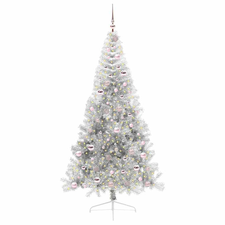 Vidaxx sapin de Noël artificiel illuminé avec 300 LED argent capuchon 210 cm
