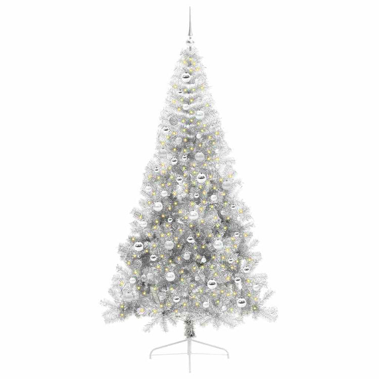 Vidaxx sapin de Noël artificiel illuminé avec 300 LED argent capuchon 210 cm