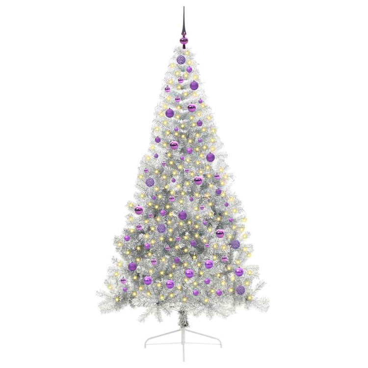 Vidaxx sapin de Noël artificiel illuminé avec 300 LED argent capuchon 210 cm