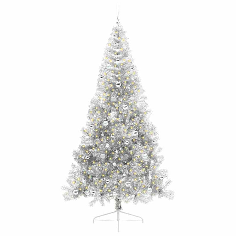Vidaxx sapin de Noël artificiel illuminé avec 300 LED argent capuchon 240 cm