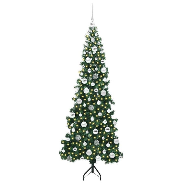 Vidaxx sapin de Noël artificiel d'angle avec 300 LED vert 180 cm PVC et métal