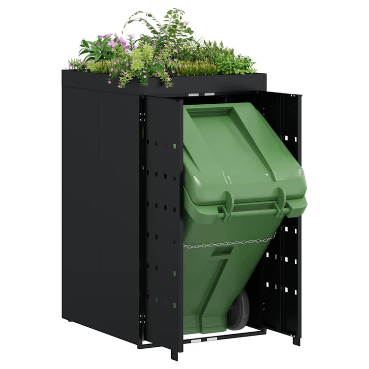 Vidaxx chariot de rangement pivotant avec toit jardinière pour conteneur simple 240l noir