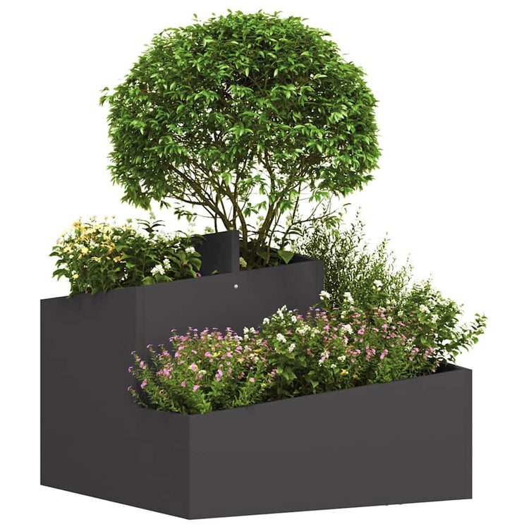 Vidaxl pot de fleur de jardin noir 60 x 60 x 50 cm acier laminé à froid