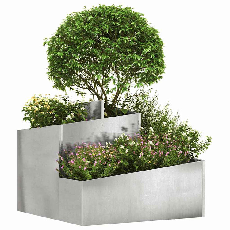 VidaXL pot de fleur de jardin argent 60 x 60 x 50 cm acier inoxydable