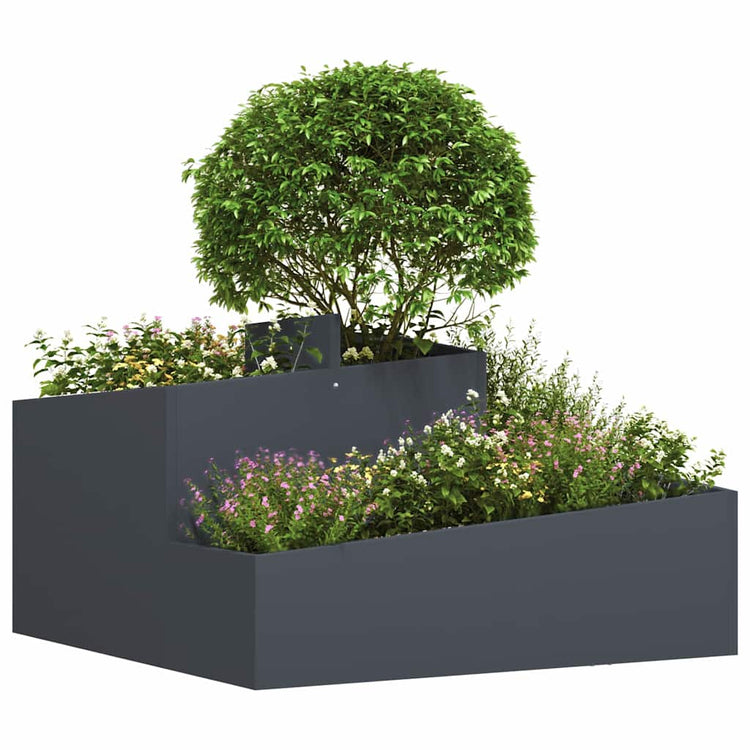Vidaxl pot de fleur de jardin anthracite 80 x 80 x 50 cm acier laminé à froid