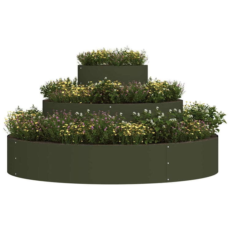 Vidaxxl pot de fleur de jardin vert olive 120 x 120 x 20 cm acier laminé à froid
