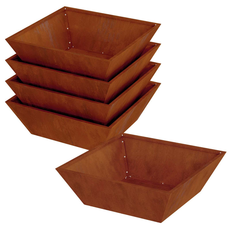 Vidaxl pot de fleur de jardin 5 pcs rouillé 50 x 50 x 15 cm acier corten