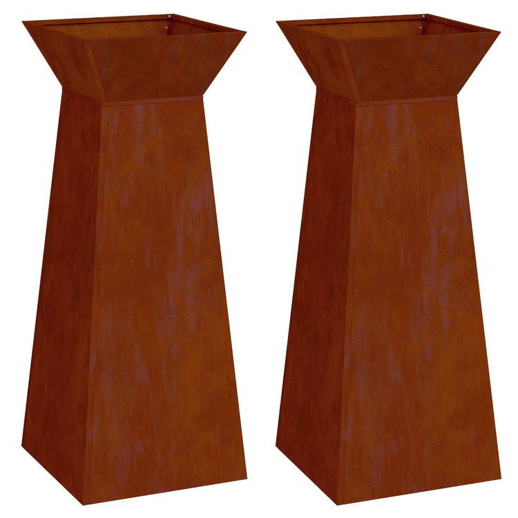 Vidaxxl jardinière pilier 2 pcs argent 40 x 40 x 100 cm acier corten