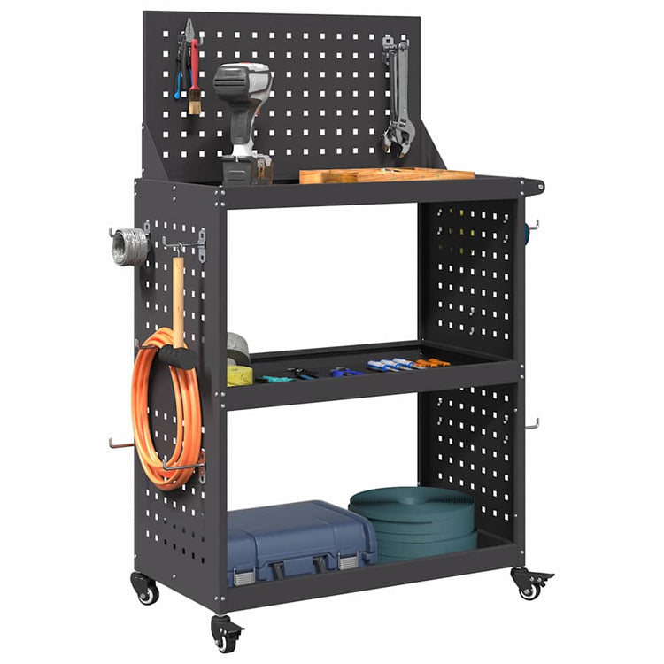 Vidaxx chariot à outils noir 65 x 35 x 111 cm acier laminé à froid
