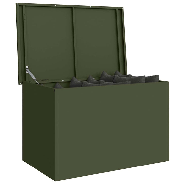 Vidaxx boîte de rangement extérieure avec rangement vert olive 80 x 50,5 x 50 cm acier