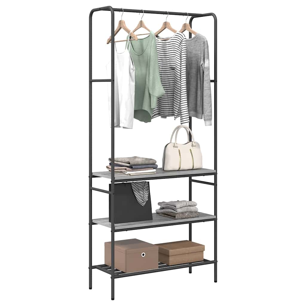 Vidaxl portant à vêtements avec étagère gris sonoma 77 x 30 x 171 cm bois fini