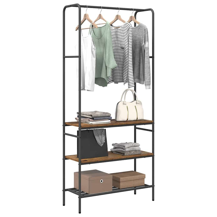 Vidaxxl portant à vêtements avec étagère vieux bois 77 x 30 x 171 cm bois traité