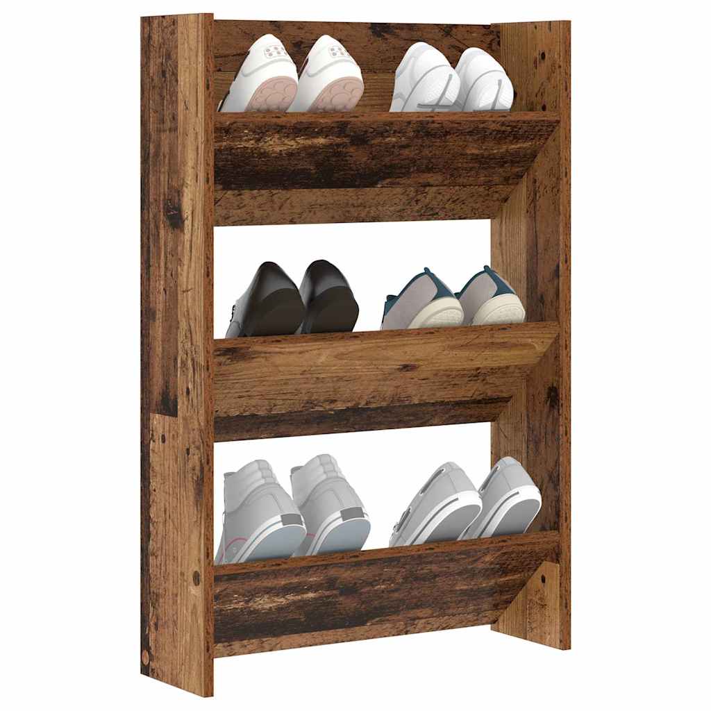 Vidaxxl armoire à chaussures avec étagère vieux bois 60 x 18 x 90 cm bois traité