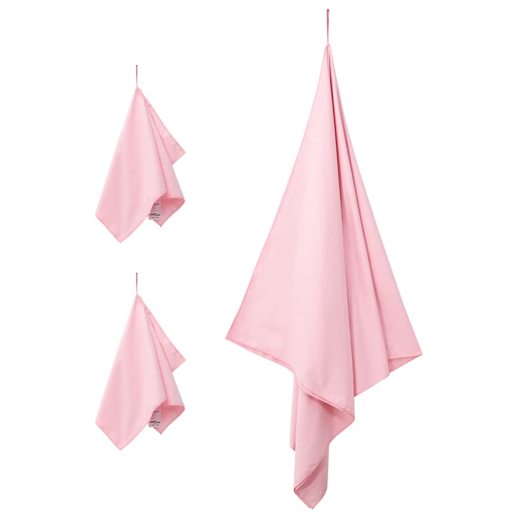 VidaXL lot de serviettes de sport 3 pcs rose polyester et polyamide
