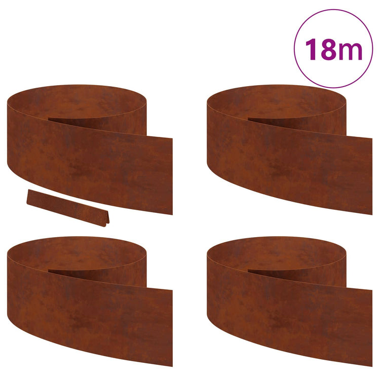 Vidaxl bordure de jardin 4 pcs rouillé 450 x 0,05 x 15 cm acier corten
