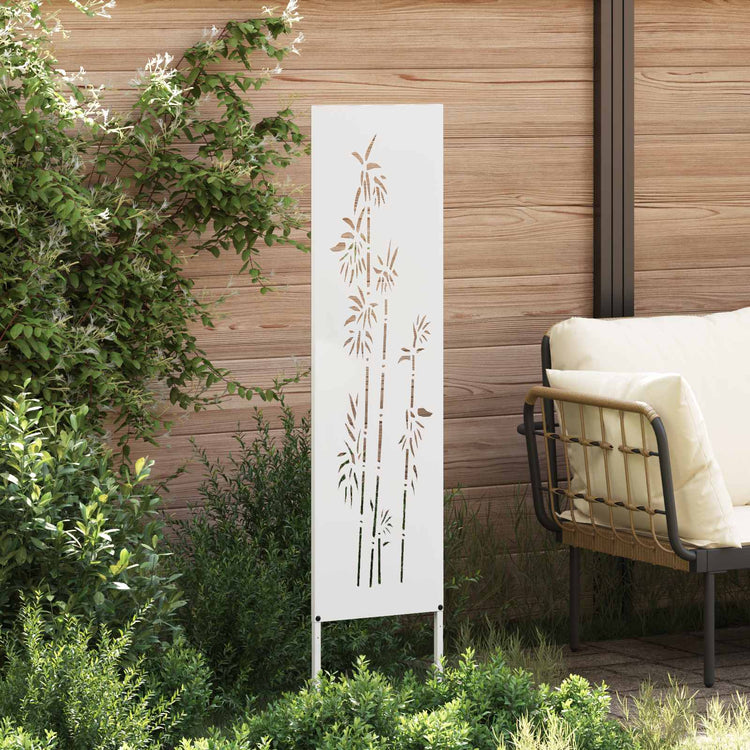 VidaXL brise-vue de jardin fleurs blanc 32 x 140 cm acier laminé à froid