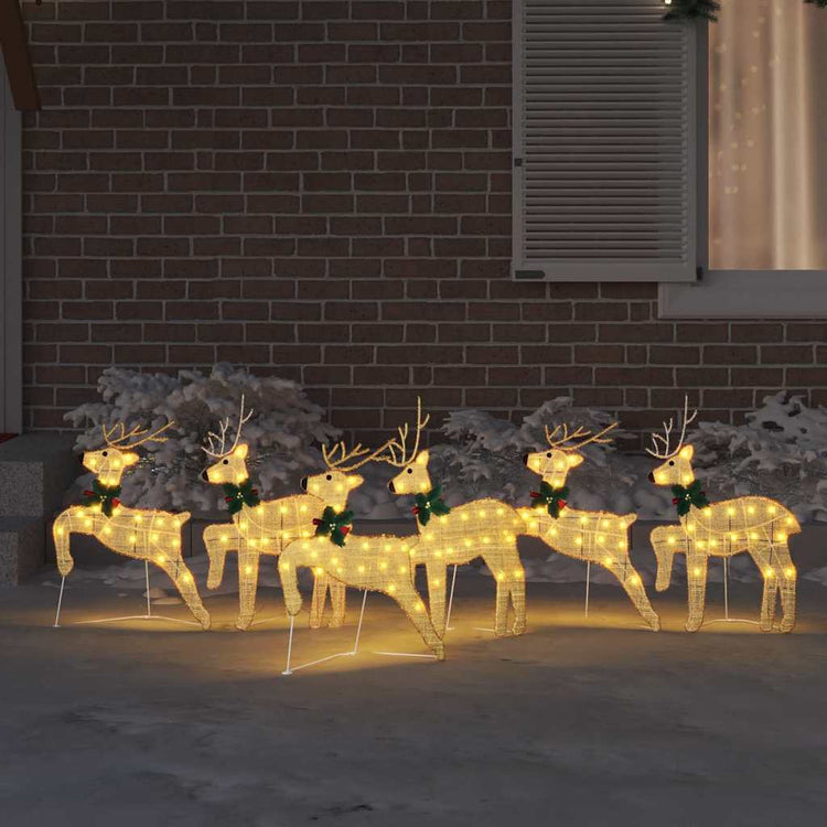 VidaXL led renne 6 pcs poussière d'or