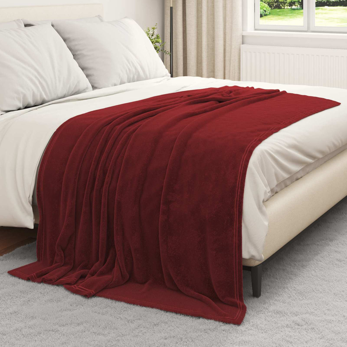 Vidaxx plaid rouge bordeaux 150 x 200 cm polaire