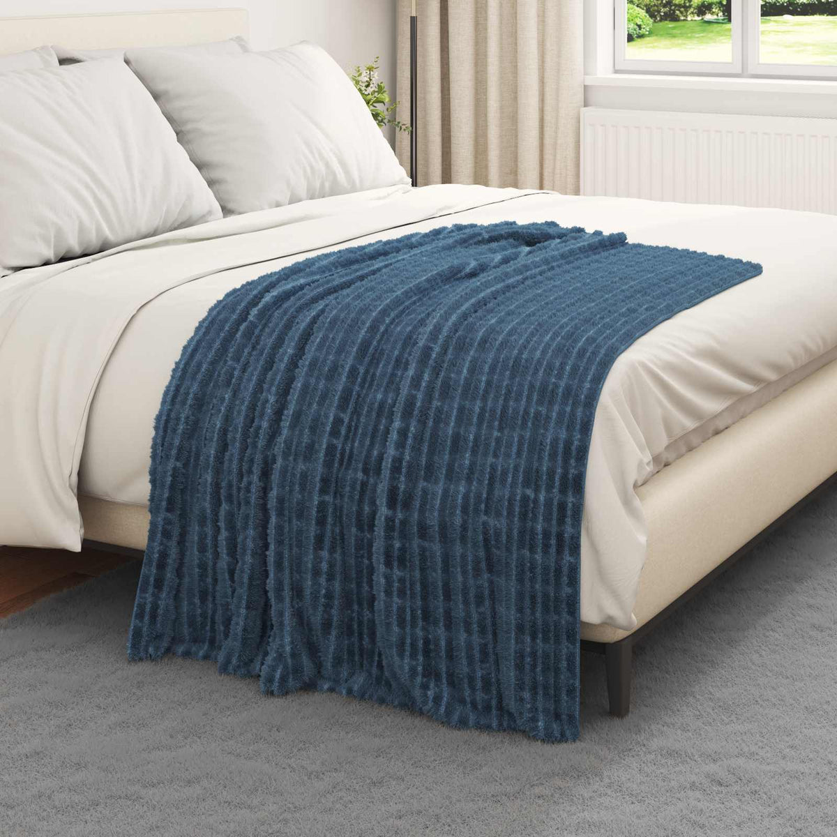 VidaXL tapis 6 pcs bleu marine 150 x 130 cm polaire